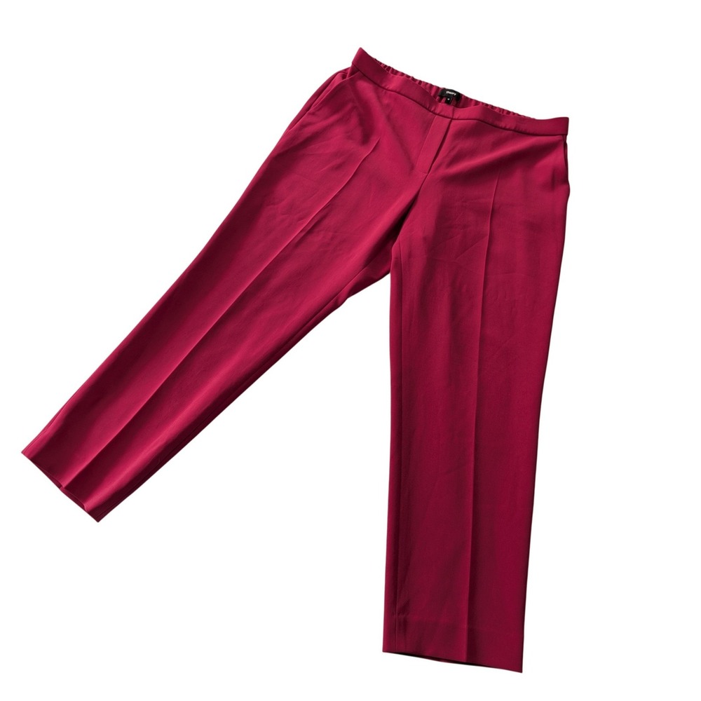 Theory Womens Pull On Trousers Dark Pink Berry Crepe Tailored Pants Size 10